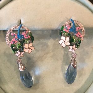 New Hummingbird Blue Crystal Earrings